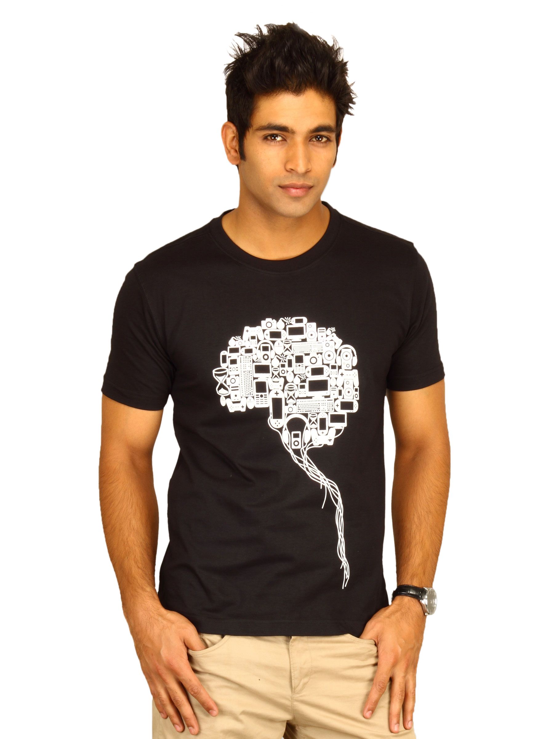 Myntra Mens Brain Black T-shirt