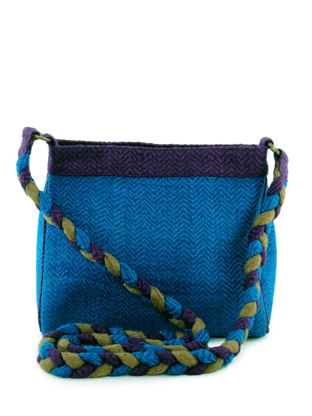 Fabindia Women Blue Silk Sling Bag