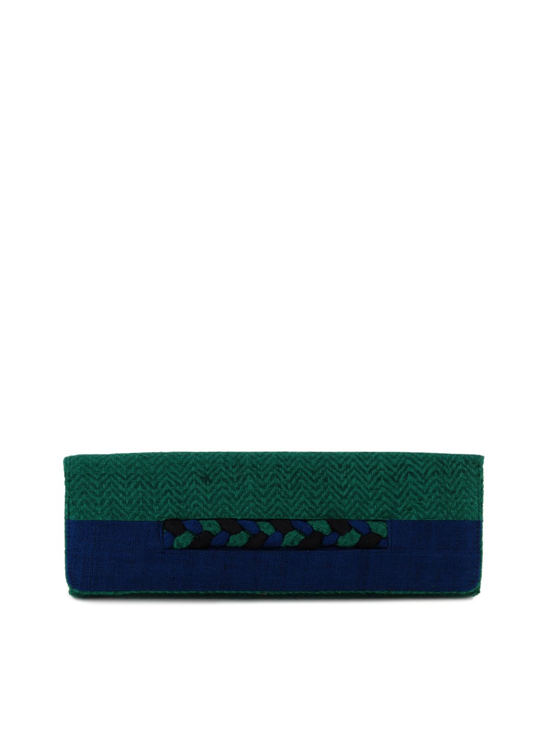 Fabindia Women Green Silk Clutch