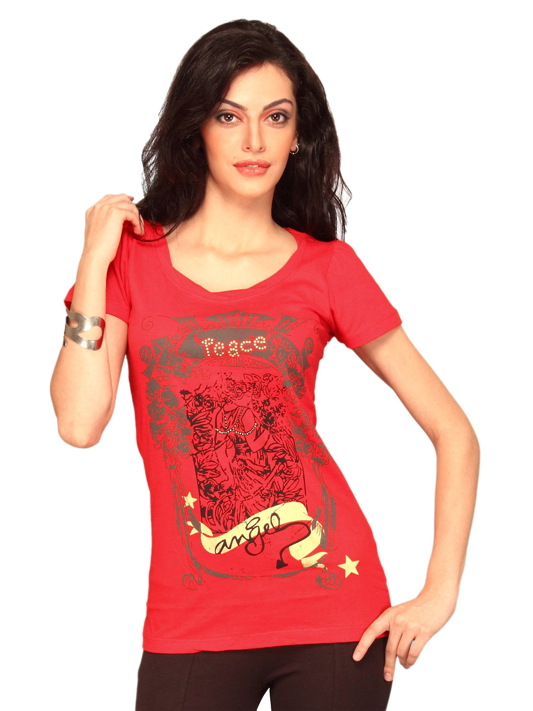 Jealous 21 Womens Red Peace T-shirt