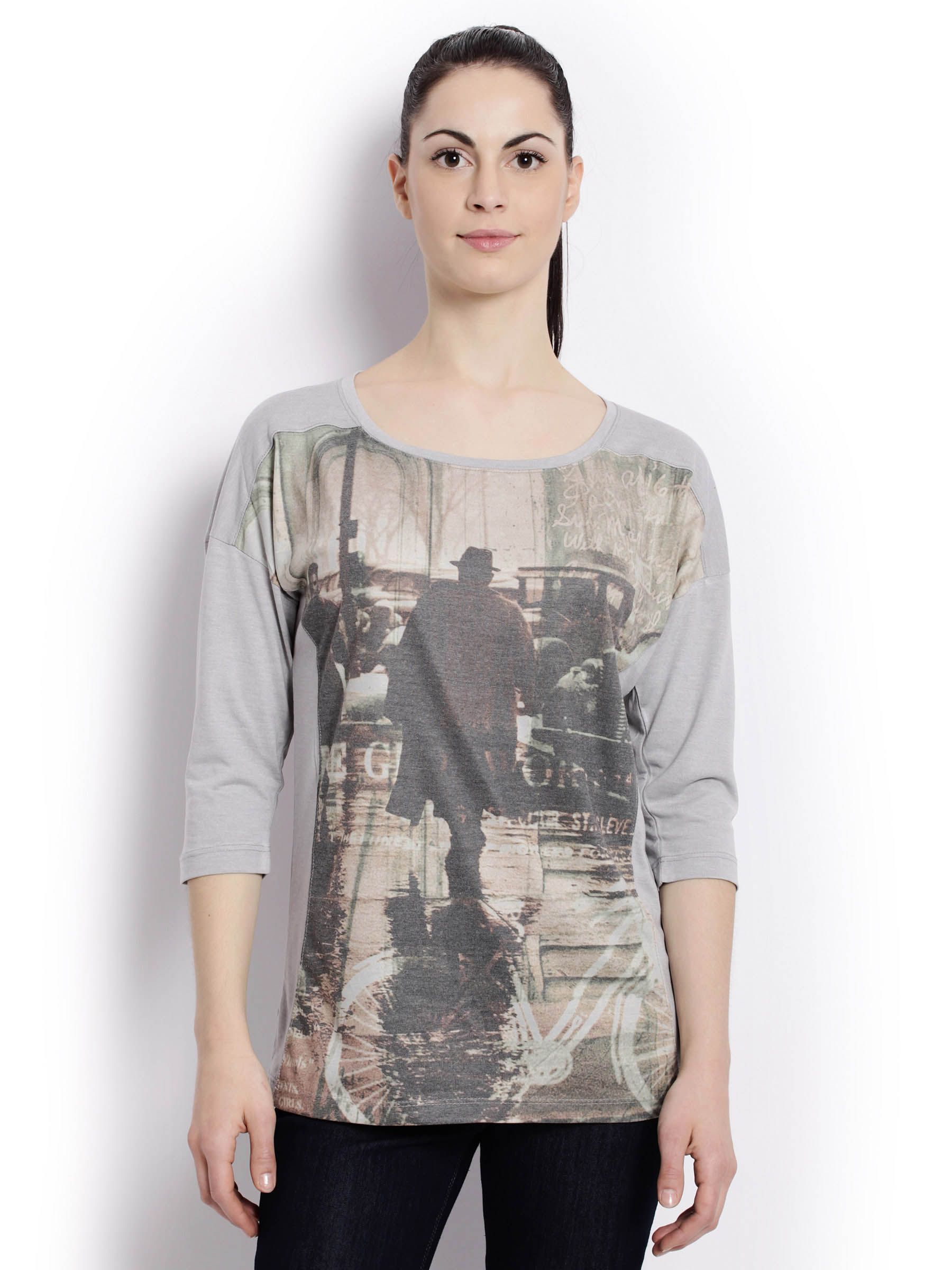 United Colors Of Benetton Women Light Winter Grey T-Shirts