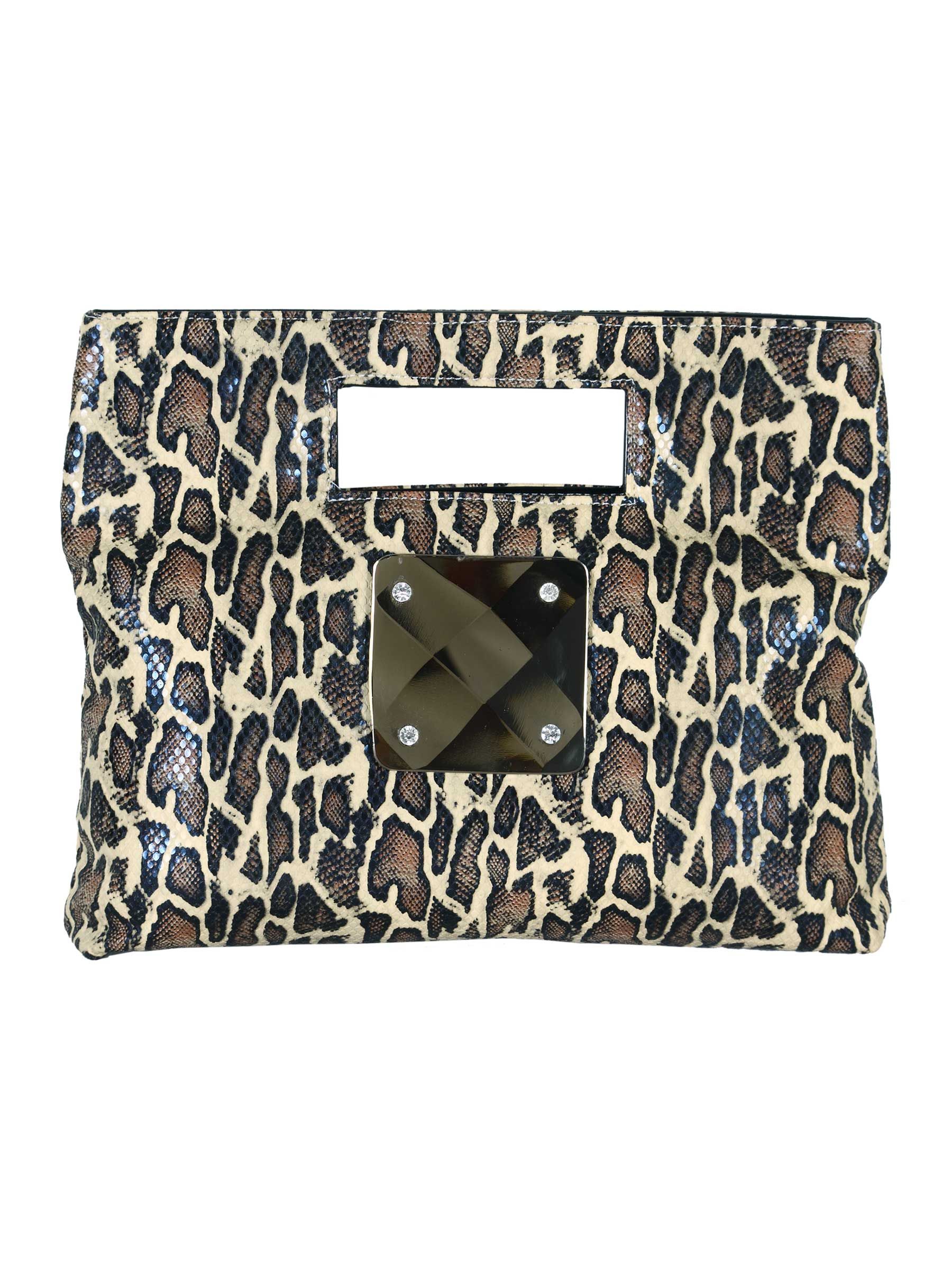 Murcia Women Snake Print Bag Brown Handbags